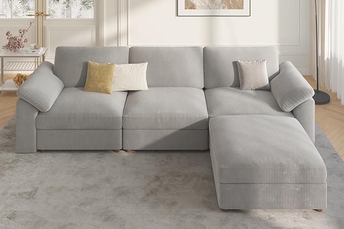 EASE MOOSE Oversized Modular Sectional Sofa, Extra Large L Shape Sectional Cloud Couch,Comfty Deep Modular Sofa with Ottoman，for Living Room