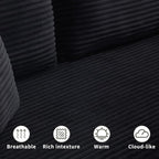 PELUMY 108.7" L-Shaped Modular Sectional Sofa with Oversized Chaise, Cloud Couch with Memory Foam, No Assembly Required Sleeper Sofa for Small Space Living Room, Apartment (Black, Corduroy)