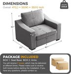 ELUCHANG 47" W Oversized Accent Chair, Linen Fabric Modern Chair, Washable Covers, Comfy Upholstered Large Armchair Single Sofa Reading Chair for Living Room Bedroom Office, Dark Grey