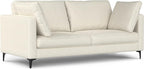 SIMPLIHOME Ava Sofa and Ottoman in 100% Recycled Polyester Performance Fabric, Cream, 76-inch-Wide 2-Seater Loveseat and Matching 36-inch-Wide Table Ottoman for Living Room, 2-Piece Set