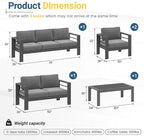 Wisteria Lane 5-Piece Outdoor Patio Furniture Set, Outdoor Sectional Furniture with Upgraded Cushions, Outdoor Conversation Seating Set for Balcony, Garden, Deck, Backyard, Grey