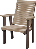 DutchCrafters Modern Horizontal Slat High Back Poly Outdoor Patio Chair (Tudor Brown & Weatherwood)