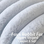 FUTEI Light Blue Decorative Throw Pillow Covers 18x18 Inch Set of 2, Square Soft Faux Rabbit Fur Thick Striped Cushion Cover,Winter Home Decor for Couch Bed Living Room