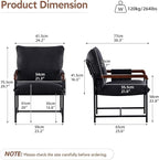 CLIPOP Accent Chair with Corduroy Fabric, Wood Armrests, Removable Cover, Side Pocket, Comfortable Armchair for Living Room & Bedroom, Durable Comfy Reading Chair for Home Office, Black