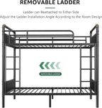 Metal Bunk Bed Twin Over Twin, Industrial Bunkbeds Heavy Duty Bed with Safety Guard Rails and Space-Saving Design, Steel Bed for School, Bedroom (Black)