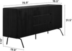 NTC Veil Large Sideboard with 2 Doors and 3 Drawers, Buffet Cabinet with Vertical Groove Design and Metal Legs, Storage Cabinet for Living Room, and Entryway, Effortless Assembly - Burnt Black
