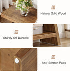 2-Tier Entryway Bench, Hallway Foyer Solid Wood Seating with Open Shelves, Wooden Shoe Bench Indoor for Entryway, Living Room, Bedroom (Rustic Brown)