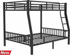 Stronger & Higher Quality Heavy Duty Bunk Bed Full XL Over Queen Size Bunkbed, Thickened Safer More Stable Steel Metal Queen Bunk Bed (Faster Assembly) (Full XL Over Queen)