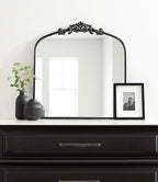 Kate and Laurel Arendahl Ornate Traditional Square Arched Mirror; 28 x 30; Antique Black; Decorative Baroque Style Arch Vintage Mirror with Wide Frame and Ornamental Crown