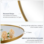 ANDY STAR Brushed Gold Bathroom Mirror, 48 x 30 Inch Oval Vanity Mirror, Brushed Brass Mirror for Wall in Stainless Steel Metal Frame 1’’ Deep Wall Mounted Horizontal/Vertical