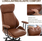 Home Office Desk Chair, PU Casters Ergonomic Computer Chair with Lumbar Support, Adjustable Height, 360°Rolling Swivel Chair, High Back Executive Task, Padded Armrests Chair, Brown Leather