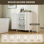 Metal Bathroom Floor Storage Cabinet,Small Storage Sideboard with 2 Doors and 2 Adjustable Shelves, 12" Small Cabinets White Freestanding Locker for Entryway,Living Room,Hallway
