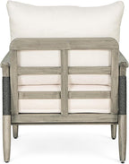 Christopher Knight Home Havets Patio Acacia Wood Club Chair with Woven Rope, Comfortable Outdoor Armchair, Water-Repellent Thick Cushion Deep Seating for Porch, Garden, Backyard, Balcony, Gray+Beige