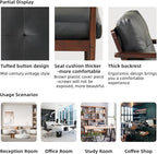 STHOUYN Mid Century Modern Chair, PU Leather Accent Chair Set of 2 with Wood Arms, Living Room Chairs, Reading Armchair for Bedroom, Waiting Room, Office