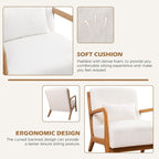 Accent Chair Mid Century Modern Chair Sherpa Fabric Living Room Chairs with Solid Wood Frame Comfy Upholstered and Lumbar Pillow Reading Side Chair Easy Assembly for Bedroom (1, White)