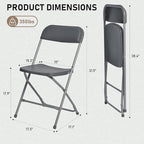 SEALAMB 6 Pack Gray Plastic Folding Chairs for Indoor Outdoor, Portable Commercial Seat with Steel Frame for Home Office Wedding Party Events, 350lb Capacity (Gray-Plastic, 6 Pack)