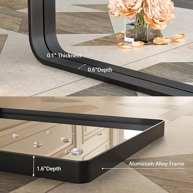 Black Bathroom Mirror,48x36 Inch Large Matte Black Bathroom Vanity Mirror,Rectangle Black Metal Framed Mirror for Wall,Anti-Rust,Shatter-Proof (Horizontal/Vertical)