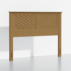 Serene Queen Size Wood Headboard Diagonal Panel Design in a Stained Pine Finish