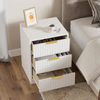 3-Piece Modern Bedroom Furniture Set, Wide 6-Drawer Dresser & 3-Drawer Nightstands Set of 2, Natural Wood Dresser and Nightstand Sets for Bedroom, Hallway, White