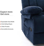 Recliner Chair Oversized 360° Swivel Rocker Recliners with Massage and Heating Theater Chairs Lounge Sofa Adults Lazy Sofas Single Couch for Living Room Overstuffed Armrests XL (Navy Blue)