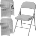 18 Pack Gray Folding Chairs with Padded Cushion for Outside, Portable Stackable Commercial Metal Foldable Chairs with Steel Frame for Home Events Office Wedding Party, 350lbs Capacity