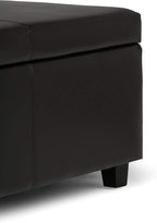 SIMPLIHOME Avalon 48 inch Wide Contemporary Rectangle Storage Ottoman Bench in Tanners Brown Vegan Faux Leather, Assembled, For the Living Room, Entryway and Family Room