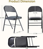 Black Folding Chairs 50 Pack with Padded Cushion and Back, Foldable Outdoor Chairs with 330-LBS Capacity, Portable Heavy Duty Metal Frame Commercial Seat for Party Kitchen Dinning Events Wedding