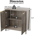 Sideboard Buffet Cabinet Set of 2, 31" Fluted Storage Cabinet with 2 Doors and Adjustable Shelves, Modern Sideboard Console Table for Living Room,Entryway,Dinning Room,Kitchen-Grey