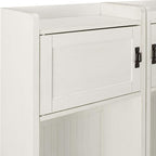 Crosley Furniture Fremont 2-Piece Hall Tree Entryway Set with Storage Cabinets and Coat Rack Hooks, Distressed White