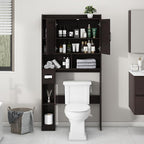 Vabches Over The Toilet Storage Cabinet, Farmhouse Storage Cabinet Over Toilet with 2 Barn Door & Toilet Paper Holder Stand，Home Space-Saving Toilet Rack, for Bathroom, Restroom, Laundry