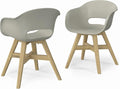 SIMPLIHOME Kona SOLID ACACIA WOOD 24 inch Wide Contemporary Outdoor Dining Chair in Plastic ( Set of 2 ) in Taupe for the Dining Room