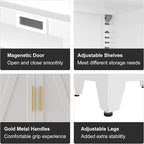 Large Metal Kitchen Pantry Cabinet with Adjustable Shelves - Freestanding Kitchen Storage Cabinet for Dining Room,Livingroom Bathroom, Hallway, Workshop, Office (White, 71"-1 Drawer)