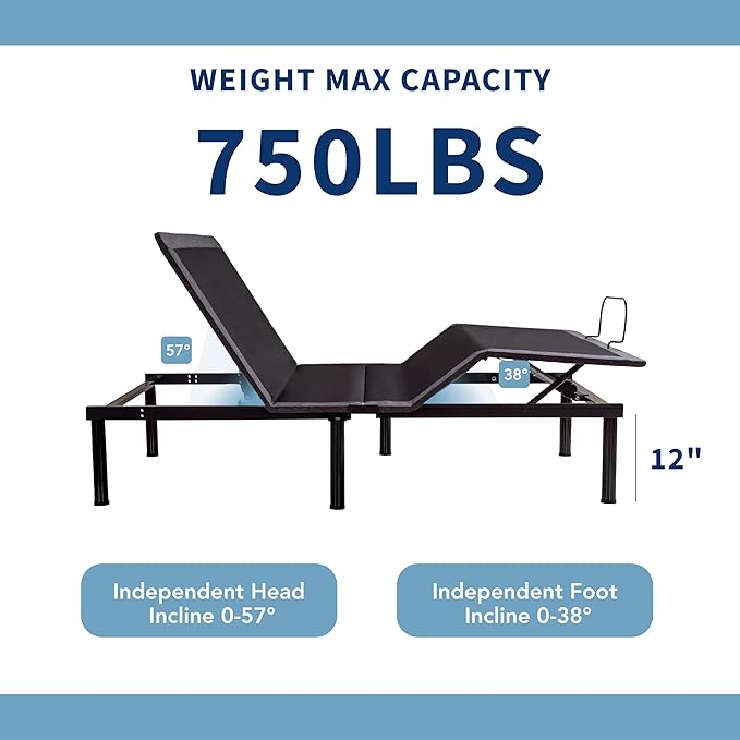 Twin XL Adjustable Bed Base Frame,Electric Bed with Head and Foot Incline, Soft Cover & Zero Gravity & Wireless Remote with Backlight, 80"×38"×12",Black