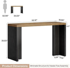 Tribesigns Home Bar Unit, 55.12-Inch Bar Table with a Spacious Tabletop, Modern Freestanding Mini Bar for Home Kitchen, Living Room, Balcony, Basement, Brown & Black
