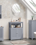VASAGLE Floor Storage Cabinet, Freestanding Storage Unit with Double Shutter Doors and Adjustable Shelf, for Living Room, Bathroom, Entryway, Kitchen, Dove Gray UBBC040G02