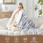 Westinghouse Electric Blanket Heated Throw, Super Cozy Luxury Faux Fur & Sherpa with 6 Heating Levels & 2-10 Hours Auto Off, Fast Heating & Overheat Protection, 50x60 Inch, Blue Gray