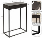Kate and Laurel Karlsen Modern Wood and Metal Narrow Side Table; 16 x 8 x 24; Black; Minimal Slim End Table for Use as Bedroom Nightstand or Accent Entryway Table