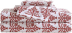 Eddie Bauer - Flannel Sheets Queen Size, Anti-Pilling & Wrinkle Resistant Cotton, Touchably Soft for All-Season Comfort - Bed Sheets with Matching Pillowcases & Fitted Sheet (Jolly Trees Red)