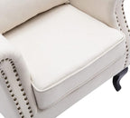 Mid Century Modern Accent Chair Upholstered Armchair Comfy Linen Fabric Single Sofa with Tufted Wingback for Small Spaces Bedroom Living Room, Beige