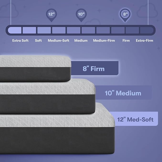 Celestial Sleep Gel Memory Foam Mattress in a Box, Made in The USA, CertiPUR-US® Certified Foam, Oeko-Tex, and Fiberglass-Free Certified Bed, 8 inch Firm - Queen