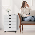 5 Drawer Chest, Storage Cabinet Dressers with Wheels, Dressers Storage Cabinets, Dresser Mobile Cabinet with Wheels, Room Organizer, Drawers Wood Organization Furniture for Office, Home, White
