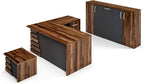 71" Wood Office Furniture Set of 3pcs | Executive Right Side L Shaped Corner Desk & File Drawers w/Telescopic Rail | Coffee Table | Storage Cabinet w/Chrome Handles | Modern Home Workstation