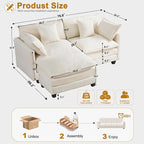 Cloud Chenille L-Shaped Sofa with Ottoman, 77" Space Saving Sectional Loveseat with Chaise, for Small Spaces, Easy Assembly, 1YR Warranty