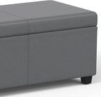 SIMPLIHOME Avalon 54 inch Wide Contemporary Rectangle Extra Large Storage Ottoman Bench in Stone Grey PU faux leather, Assembled, For the Living Room, Entryway and Family Room