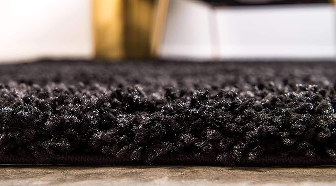 Unique Loom Solid Shag Collection Area Rug (7' 10" x 10' Rectangle, Jet Black)