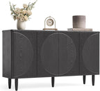 LITTLE TREE 59-Inch Buffet Cabinet Sideboard with Storage, Modern Sideboard Buffet Table with Doors for Living Room, Dining Room (Black)
