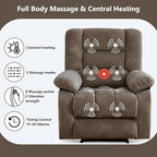 ANJHOME Massage Recliner Chairs with Heat and Vibration,Overstuffed Manual Rocking Reclining Chair for Living Room Bedroom (Brown)