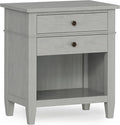 SIMPLIHOME Carlton Solid Wood 24 Inch Wide Contemporary Bedside Nightstand Table in Fog Grey, for The Living Room and Bedroom