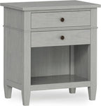 SIMPLIHOME Carlton Solid Wood 24 Inch Wide Contemporary Bedside Nightstand Table in Fog Grey, for The Living Room and Bedroom