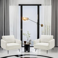 Oversized Accent Chair for Living Room Chairs Reading Arm Chair Comfy Modern Single Sofa Side Chairs with Metal Legs & Soft Cushion for Bedroom, Waiting Room (Polyster Pearl White, Set of 2)